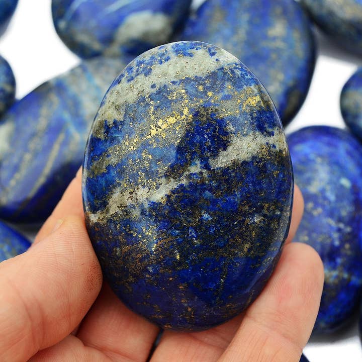 Kaia & Crystals - Wholesale Spiritual Stone/Crystal - Lapis Lazuli Palm Stone (7-10 Pcs) - (45mm - 80mm) A Quality9