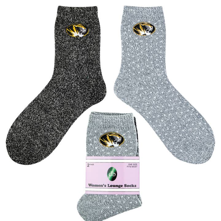 Missouri Tigers Women's Lounge Socks - 2 Pack for wholesale by Donegal Bay