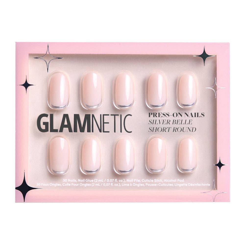 Glamnetic - Wholesale Press-On/Fake Nails - Silver Belle Press-On Nails|Natural Nail| Silver Accent1
