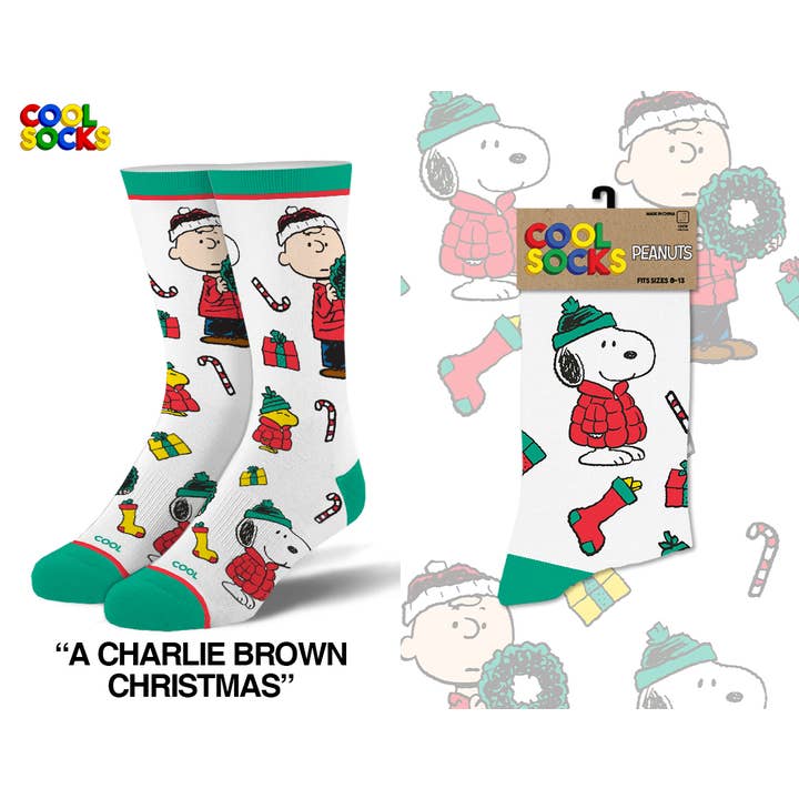 Cool Socks - Wholesale Socks - Men's - A Charlie Brown Christmas - Mens Crew Folded1