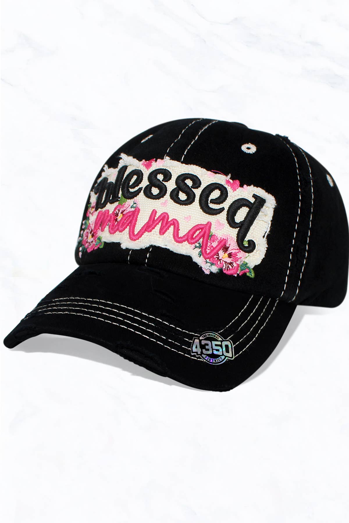 Suzie Q USA - Wholesale Baseball Cap - Women's - BLESSED MOM Vintage Ball Cap Velcro Back3