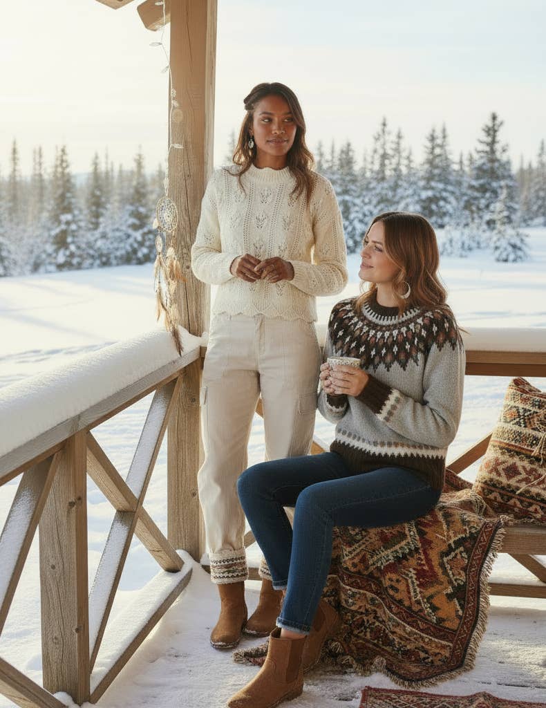 Tolani - Wholesale Knit Sweater - Women's - Sand Morley Fair Isle Sweater