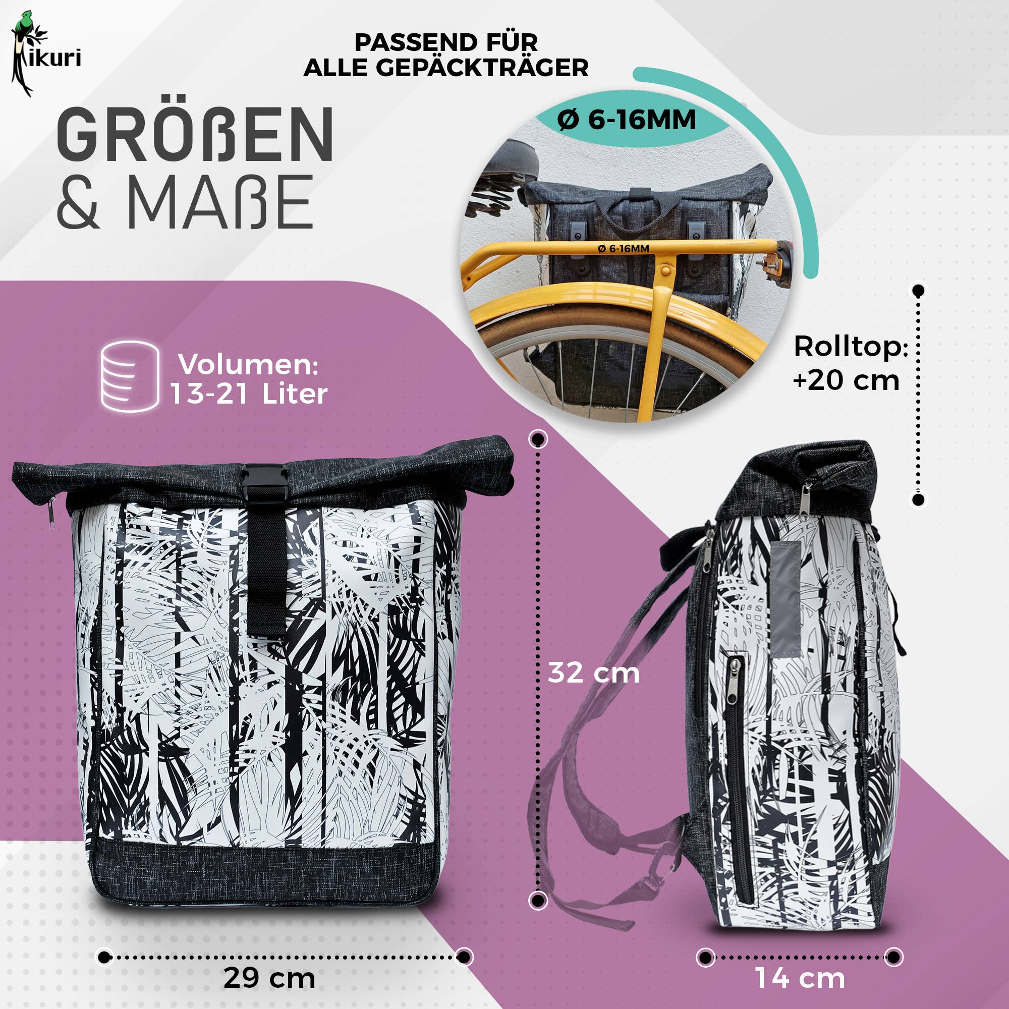 Ikuri - Wholesale Biking Accessories - 2 in 1 Bicycle Bag / Backpack Combo Carrier Palmeras5