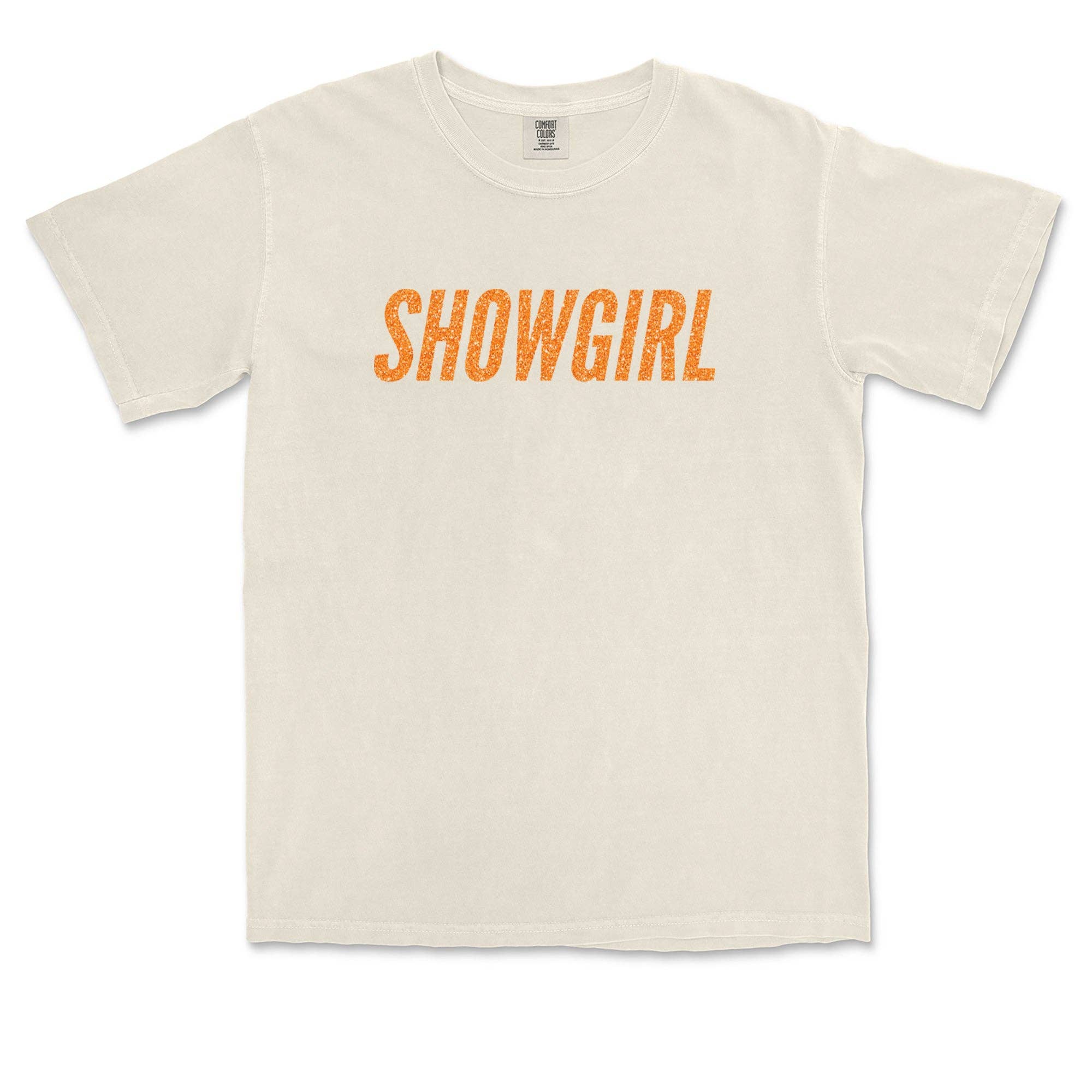 Expression Tees - Vente T-shirt sérigraphié – femme - T-shirt unisexe vintage doux à paillettes orange Showgirl26