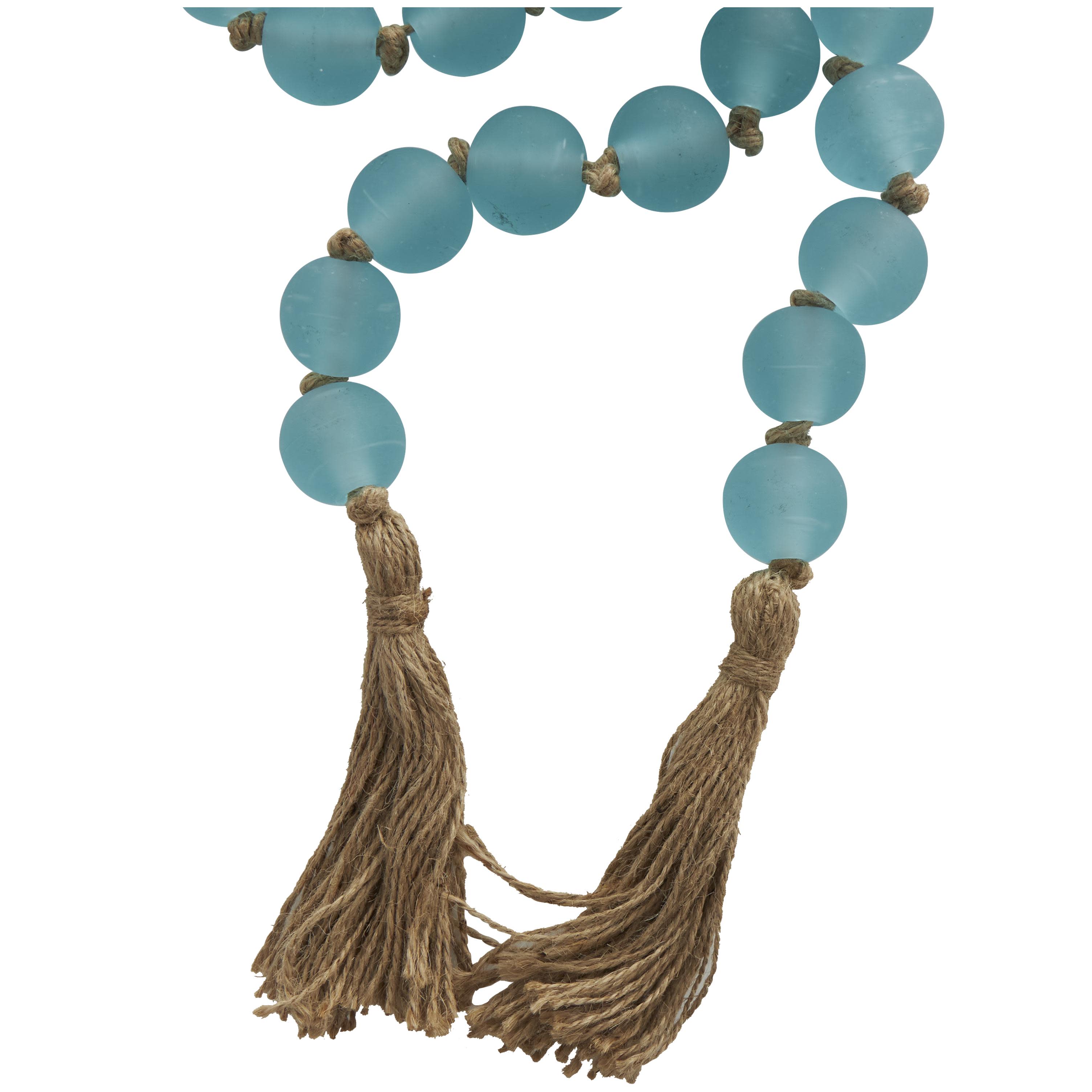 Import Corner - Wholesale Bunting/Garland - A-73580: GLASS BEADED GARLAND FROSTY SKY BLUE 45"L5