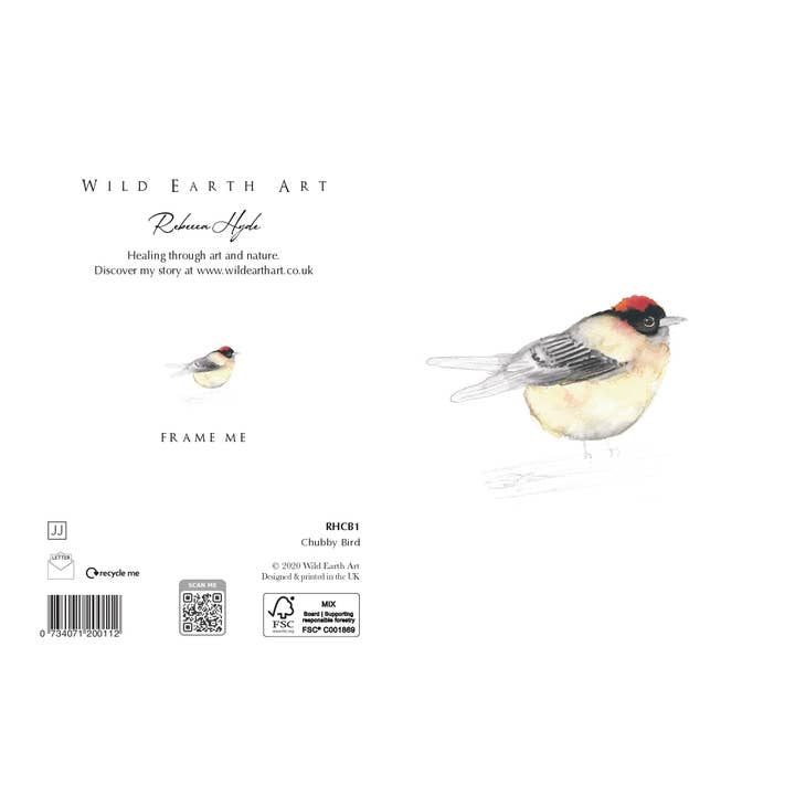 Chubby Bird Watercolour Greeting Card by Rebecca Hyde for wholesale by Wild Earth Art
