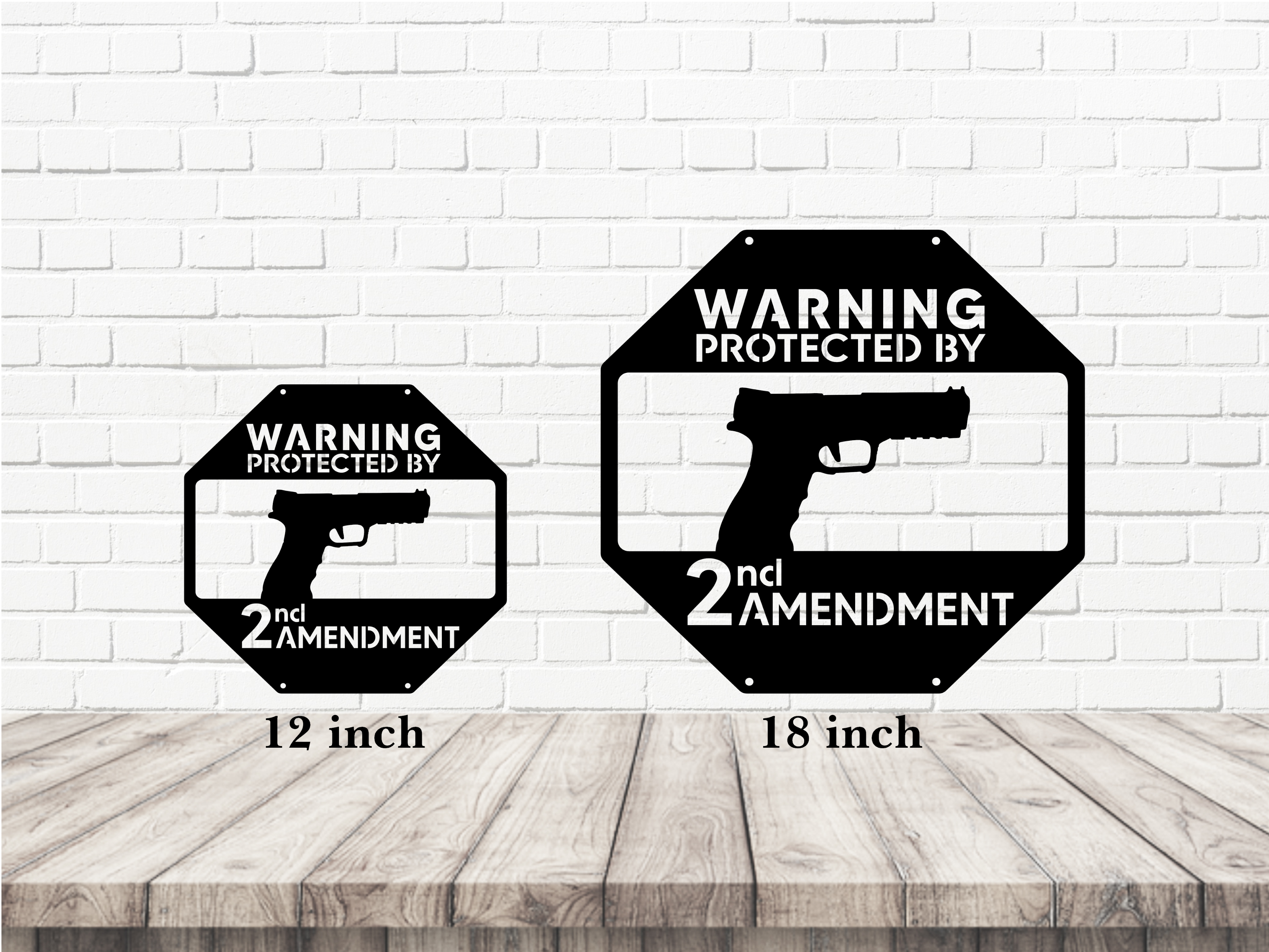 LoneTree Fab - Wholesale Sign - Metal Warning Sign, Protected by 2A Pistol Home Defense Sign1