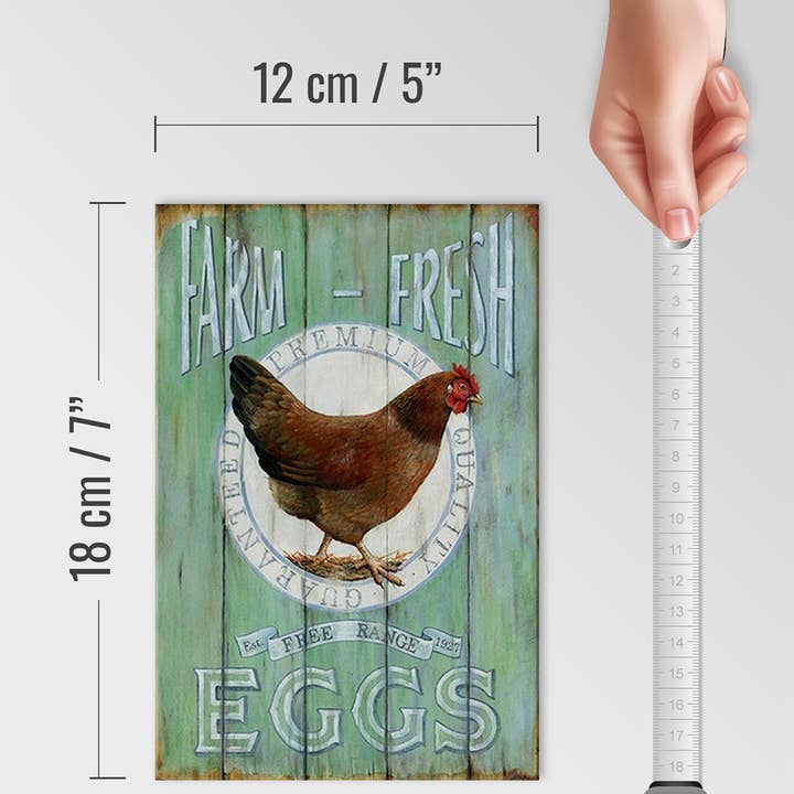 Femer - Wholesale Sign - Wooden sign saying 12x18cm Chicken Farm Fresh Eggs free range3