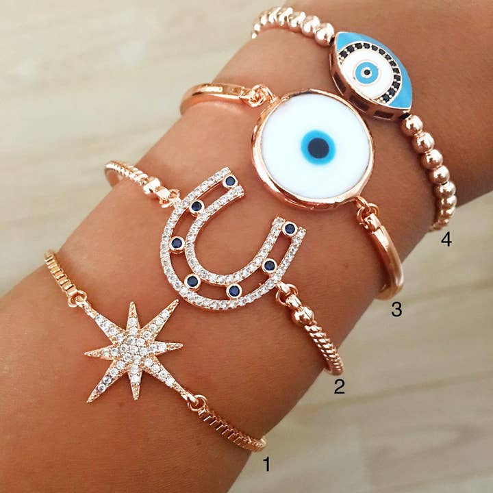 Evileyefavor - Vendita all'ingrosso Parure di gioielli - Bracciale Evil Eye, Bracciale Ferro di Cavallo, Bracciale Murano