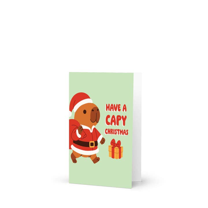 Cute Asian Cards - Wholesale Christmas Card - Santa Capybara Christmas Card | Cute Gifts Happy Holiday Pun Greeting6