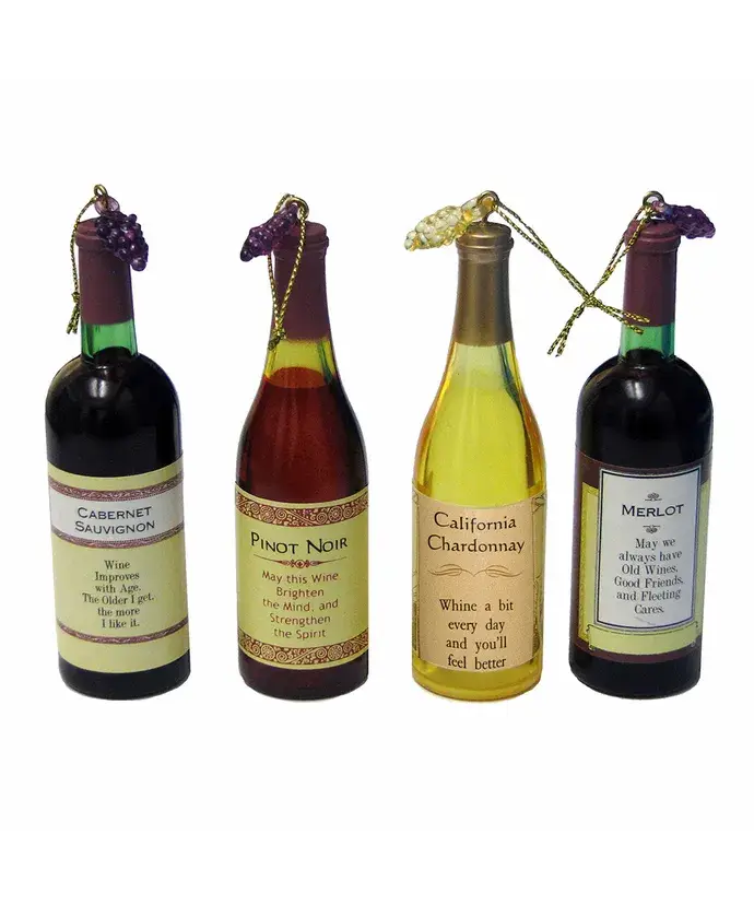 Kurt S. Adler, Inc. - Wholesale Ornament set - ACRYLIC WINE BOTTLE ORNAMENT 4/ASSTD0