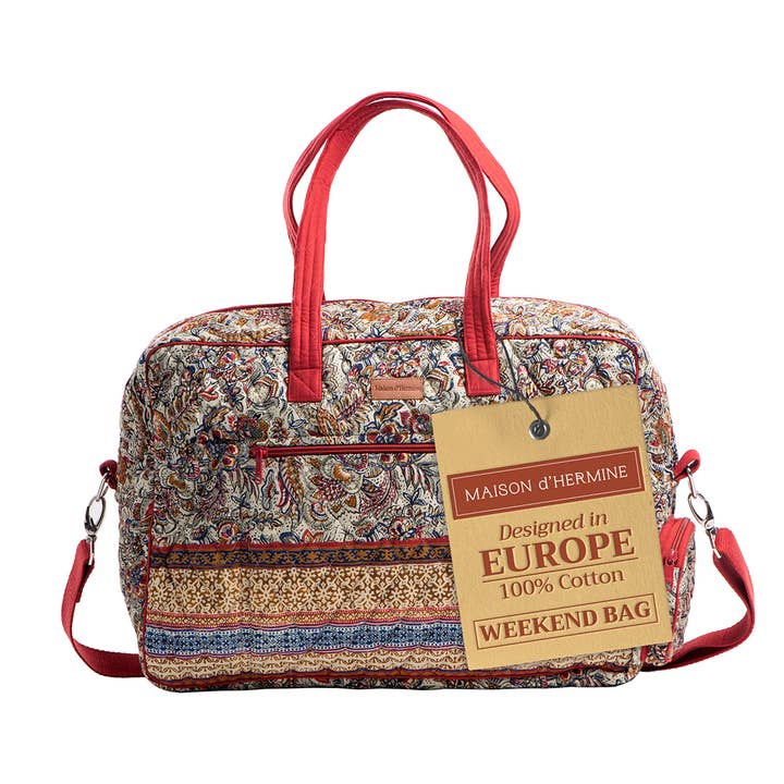 Weekender Bag 100% Cotton Duffel for Travel - Jaipur for wholesale by Maison d'Hermine - Design in Every Thread