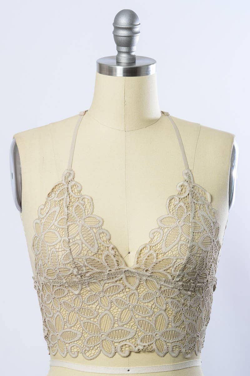 Leto Accessories - Wholesale Bralette - Women's - 🌺 Floral Lace Racerback Bralette – Perfectly Padded!3