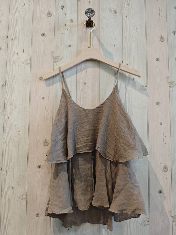 REF 17961 100% LINEN STRAP T-SHIRT for wholesale by Linen & More