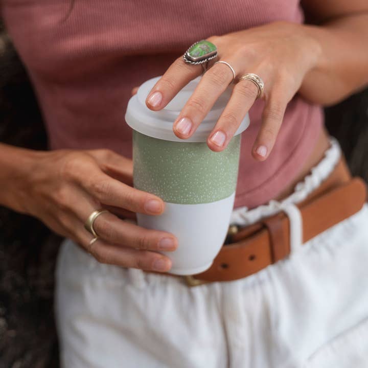 Nova Ceramics Travel Mugs - Wholesale Coffee Mug - Sage Green Ceramic Travel Mug – 12oz Reusable Cup7