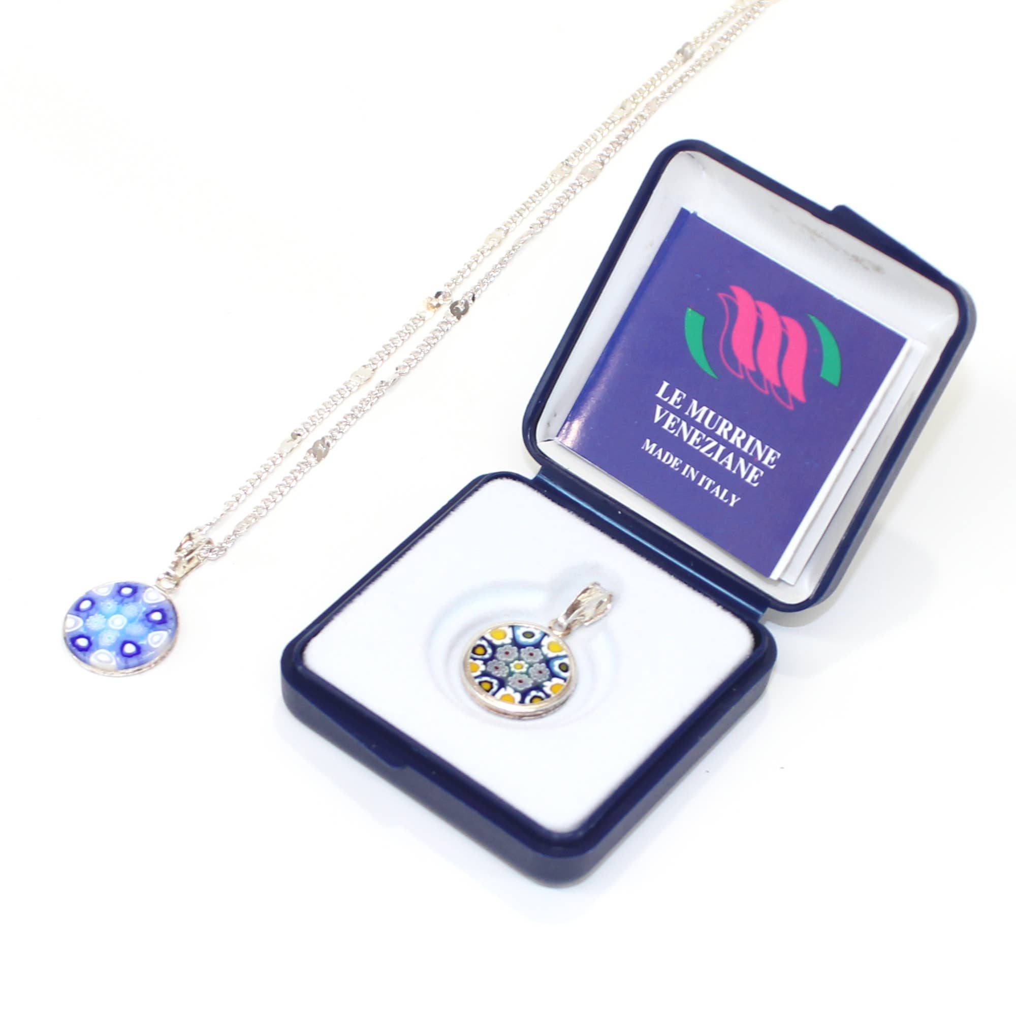 San Lorenzo Design – Engroshandel Halskæde med vedhæng – Murano venetiansk glas rund vedhæng, millefiori, håndlavet3