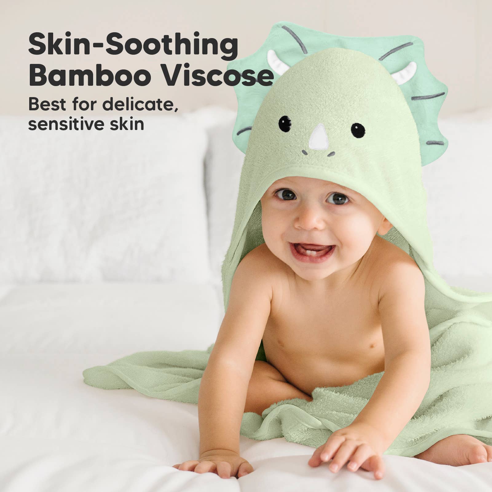 Triceratops KeaBabies Cuddle Baby Hooded Towel for wholesale on Faire2