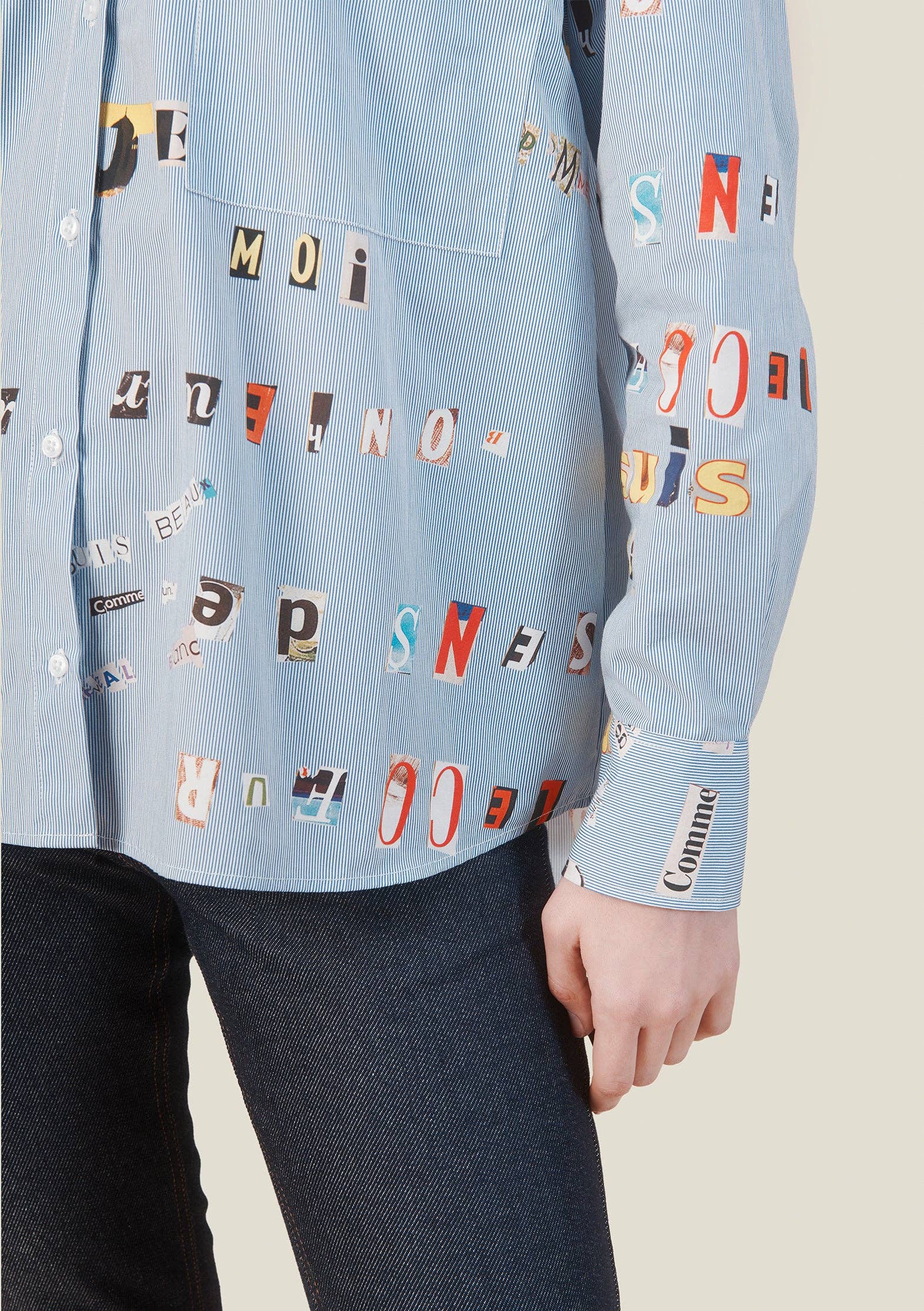 MADE IN SENS - Wholesale Button Down Shirt - Women's - CLEO SHIRT BLUE LETTERS4