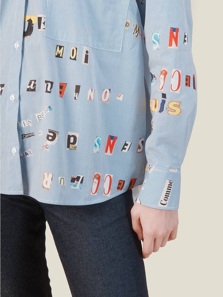 MADE IN SENS - Wholesale Button Down Shirt - Women's - CLEO SHIRT BLUE LETTERS4