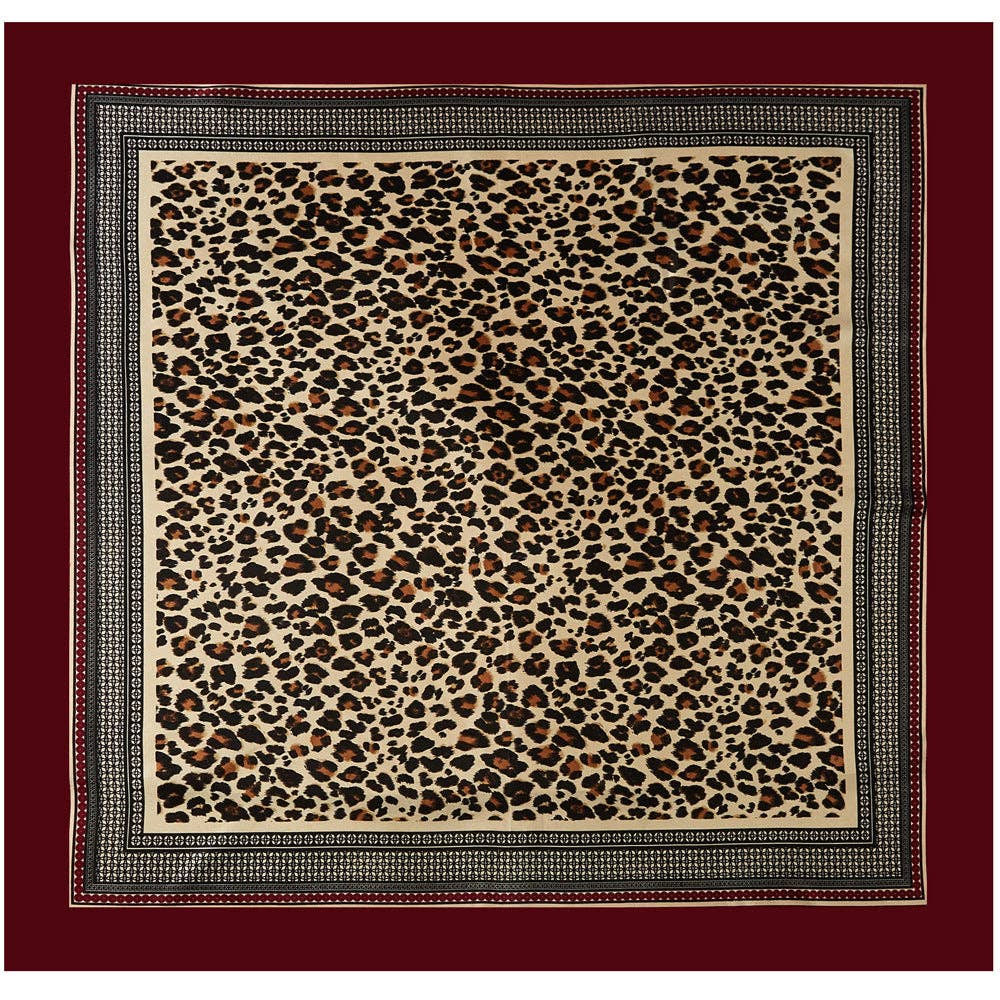 Dipped Shop – wholesale Halsduk - Dam – Leopard Vintage Färgblock Fyrkantig Satinscarf DP25E6030