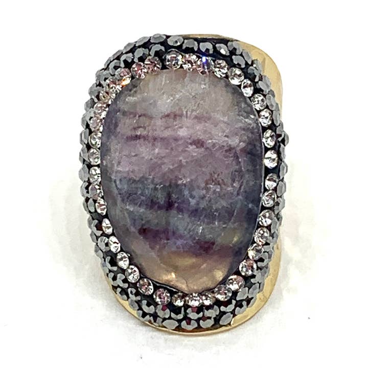 FLUORIT GULD RHINESTONE RING for engroshandel hos Hypnochic