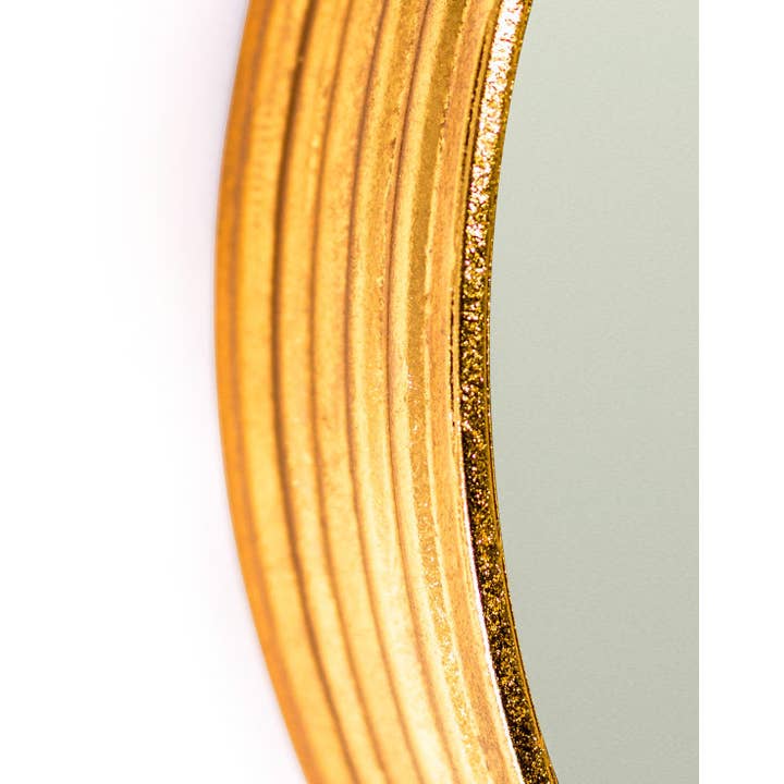 McGowan & Rutherford Ltd - Wholesale Decorative Tabletop Object - Gold Leaf Ribbed Cylinder Mirror 40cm2