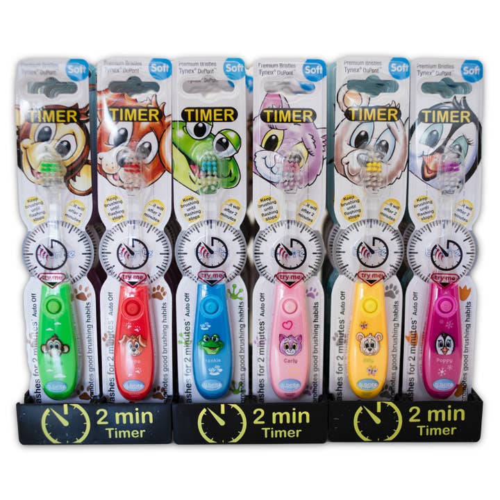 Viga/PolarB – Großhandel Zahnbürste – Kinder & Baby – b-Brite Blinkende Zahnbürste Alpha Mix Display 6 Farben