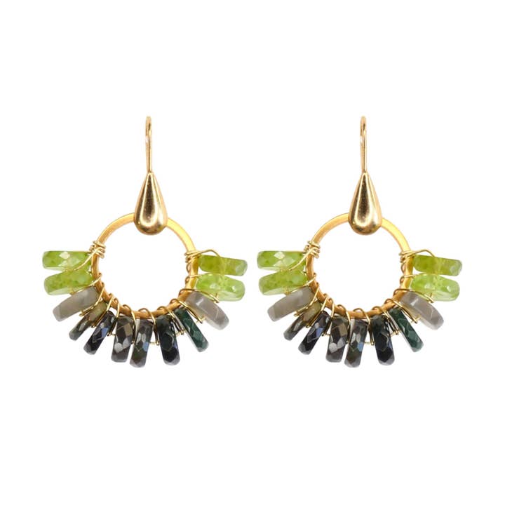 Jalisco Earrings in Black Opal and Peridot for wholesale by Catherine Page Jewelry