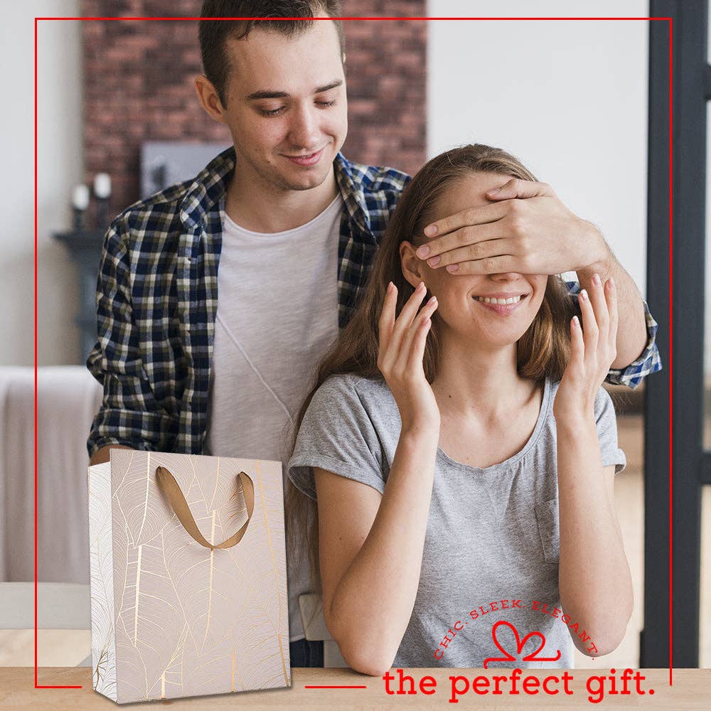 Hammont - Wholesale Gift Bag - Leaf Design Golden Gift Bags 12 Pack12.5"X10.25"X4.75"2