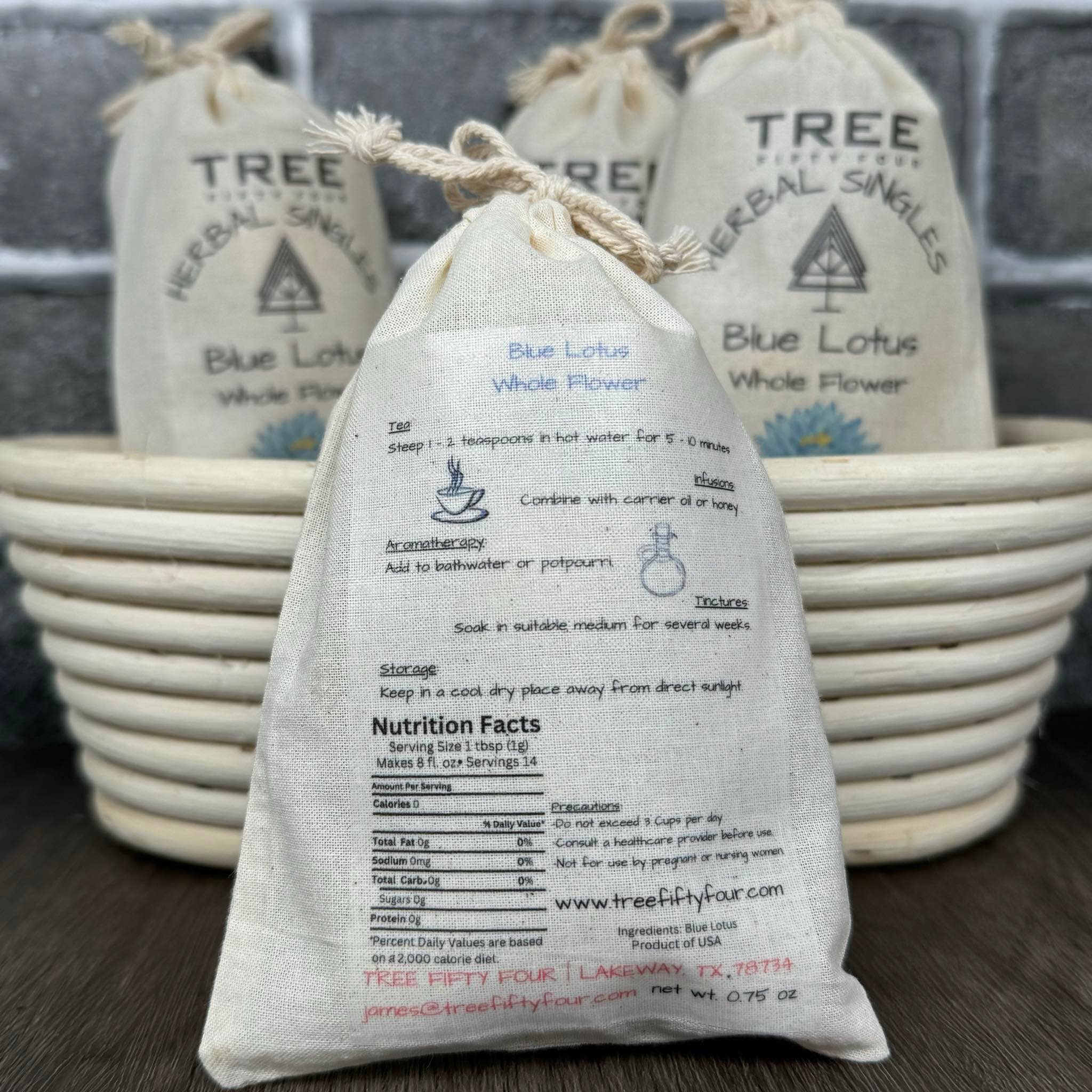 Tree Fifty Four - Wholesale Health/Detox Tea - Blue Lotus Whole Flower 6-Pack Sachet Set | 3.5" x 4.75"3