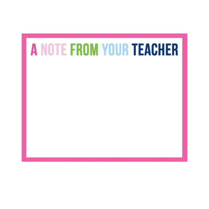 Una nota del tuo insegnante Flat Notes - Design vivace per la vendita all'ingrosso da parte di Donovan Designs
