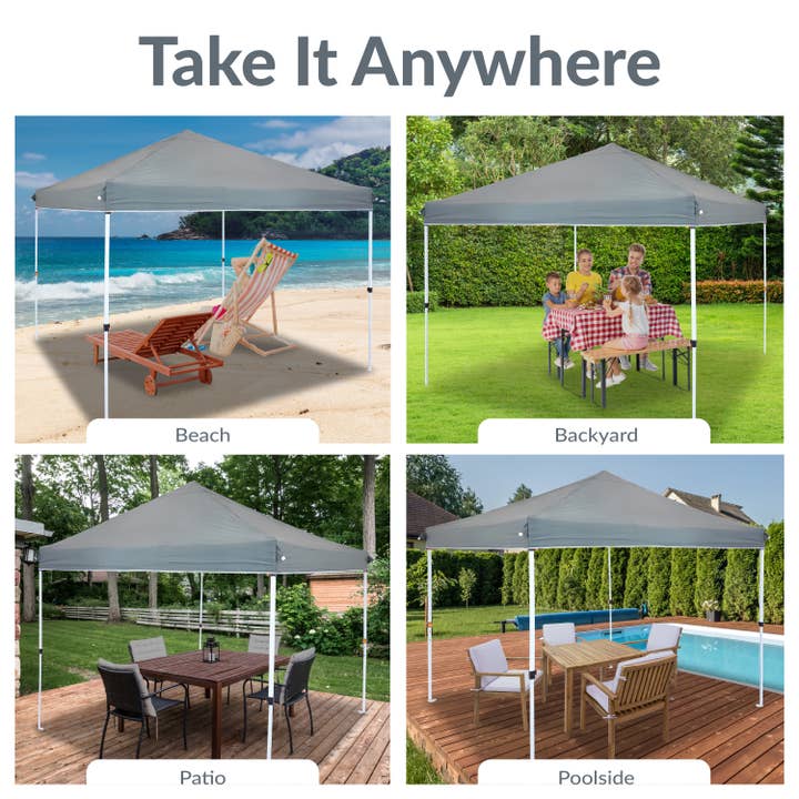 Sunnydaze Decor - Wholesale Sports & Outdoor - 12 x 12 ft Standard Oxford Fabric Pop-Up Canopy Shade - Gray4