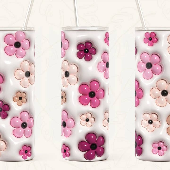 Enveloppe de Gobelet Floral Rose pour Sublimation, 12oz ou 20oz pour la vente par Hatch & Hug