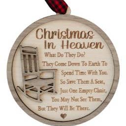 Woodlander Workshop - Wholesale Ornament - Christmas in Heaven Print Memorial Christmas Ornament