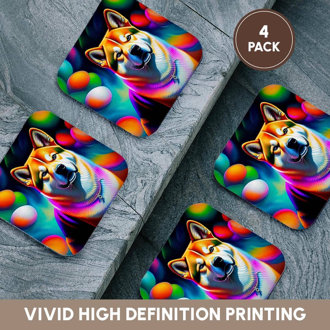 3dRose - Vendita all'ingrosso Sottobicchiere - 3dRose, Splendido ritratto di cane Shiba Inu. Regalo di pittura digitale fantasy, Sottobicchiere12