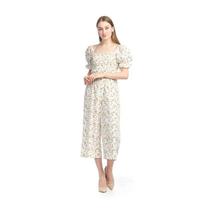 PP12805 MACACÃO MULTI Floral com Mangas Folhadas por atacado de Papillon