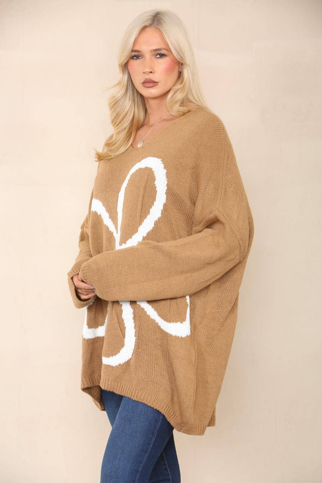 Miss Bold - Wholesale Tunic Sweater - Women's - Italian Oversized Floral Print Knitted Jumper Top7