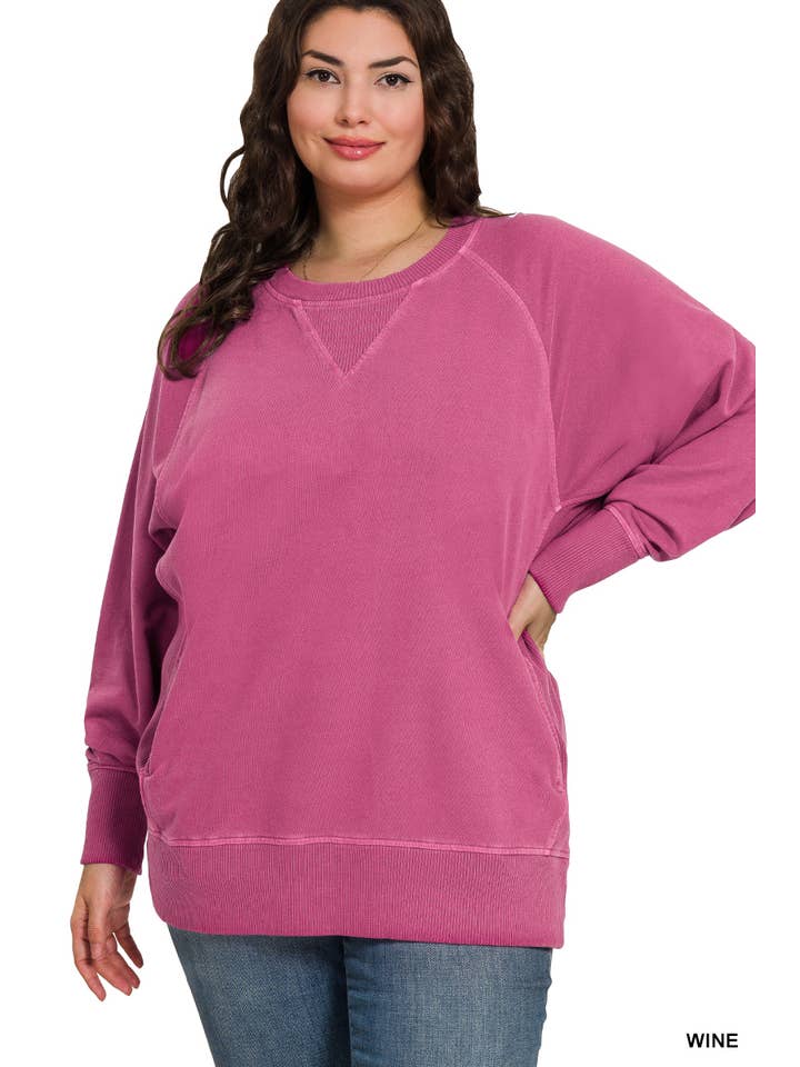 Vanilla Monkey - Wholesale Sweatshirt - Women's - Plus Pigment Dyed French Terry Pullover6
