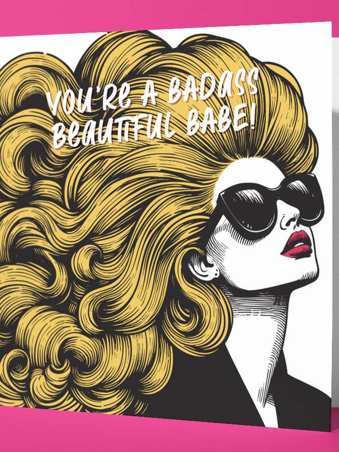 You're A Badass Beautiful Babe!! Vintage Babes Happy Birthday Card (Pack of 6) for wholesale by Sweary Card Lady
