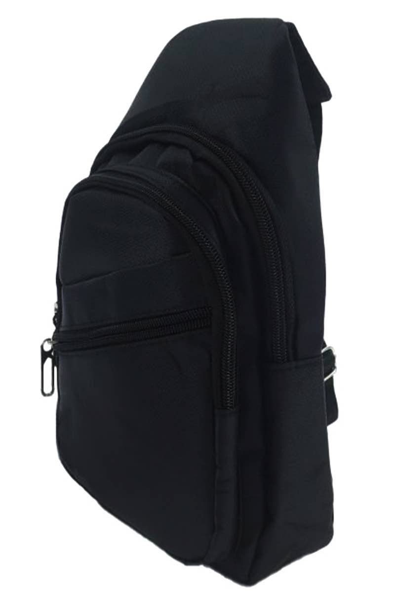 Sleek Black Polyester Multi-compartment Sling Bag for wholesale on Faire1