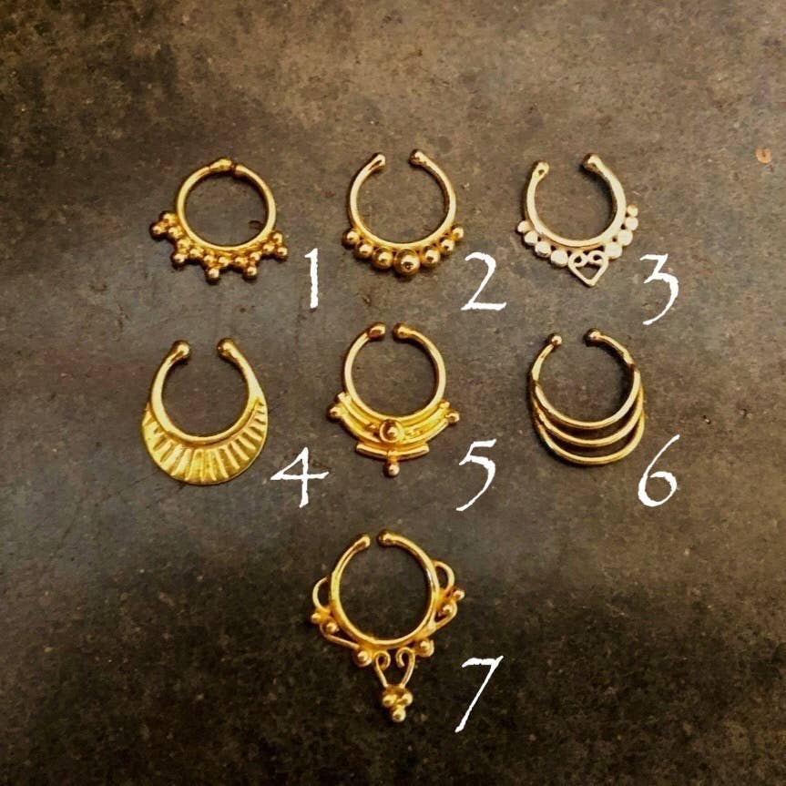 JAYA MOKSHA - Wholesale Nose Ring - Gold Plated Fake Septum Ring / Faux Septum Jewelry 1