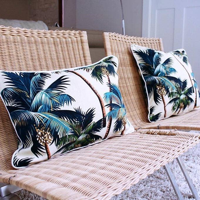 Cushion Cover-With Piping-Palm Trees Natural-35cm x 50cm for wholesale by Escape To Paradise