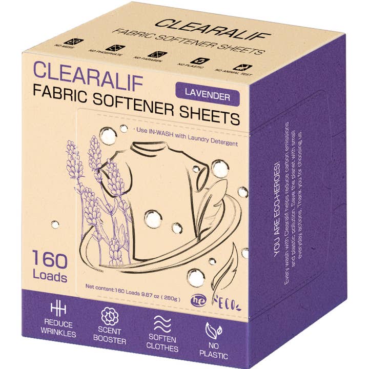 Laundry Softener Sheets, Lavender, eco, biodegradable for wholesale by Clearalif