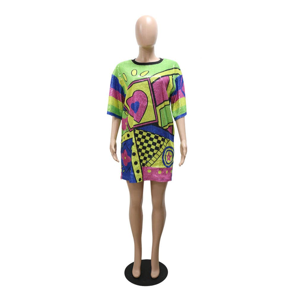 MB Fashion Wholesale - Wholesale Dress - Women's - MB FASHION SEQUIN MINI SHIRT LOOSE DRESS 9984LY25