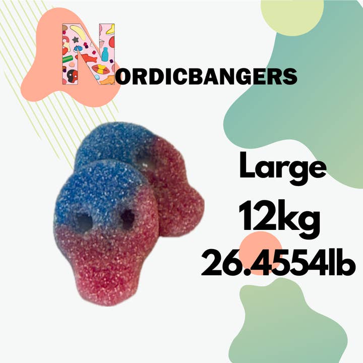 Nordicbangers - Swedish Candy - Wholesale Gummy - Veggie Fizzy Skulls 2kg/4.4 Lbs - Swedish Candy Pick And Mix