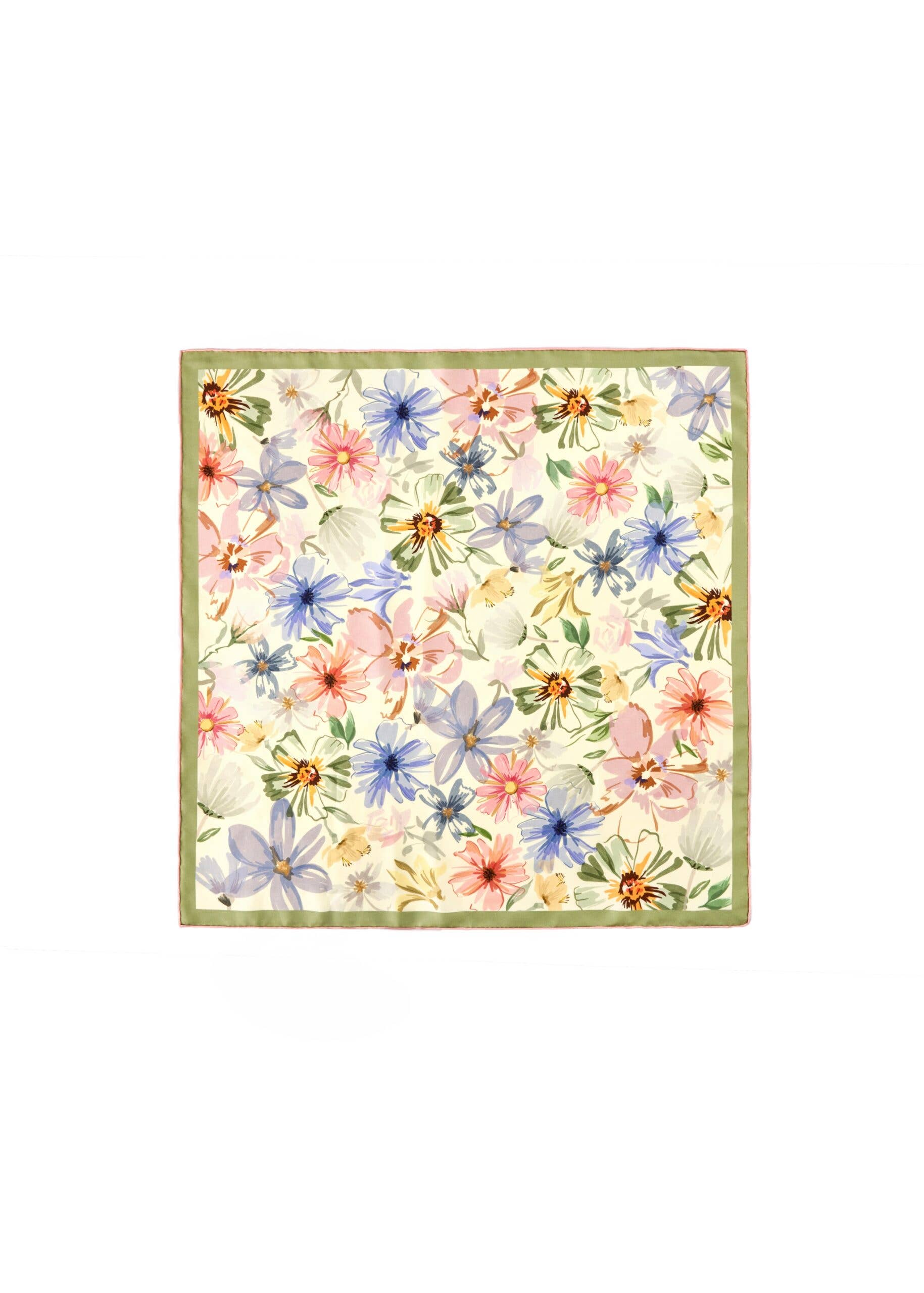 ASYII - Wholesale Scarf - Women's - Printed Floral Silk Twill Square
