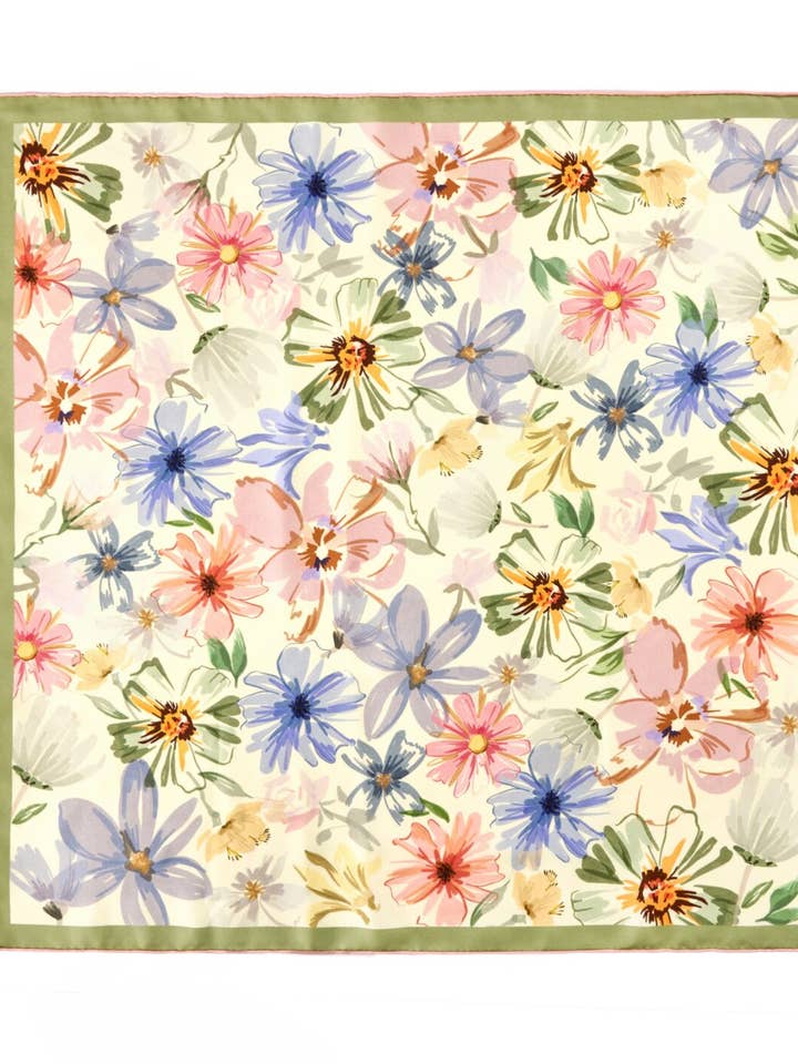 Printed Floral Silk Twill Square for wholesale by ASYII