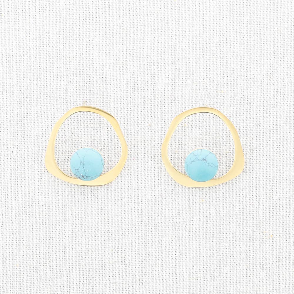 Sonata - Wholesale Stud/Post Earrings - Irregular Stone Hoop Steel Earrings2