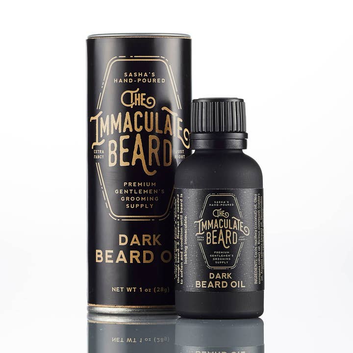 Huile à barbe DARK Tobacco Caramel Honey & Rose pour la vente par The Immaculate Beard