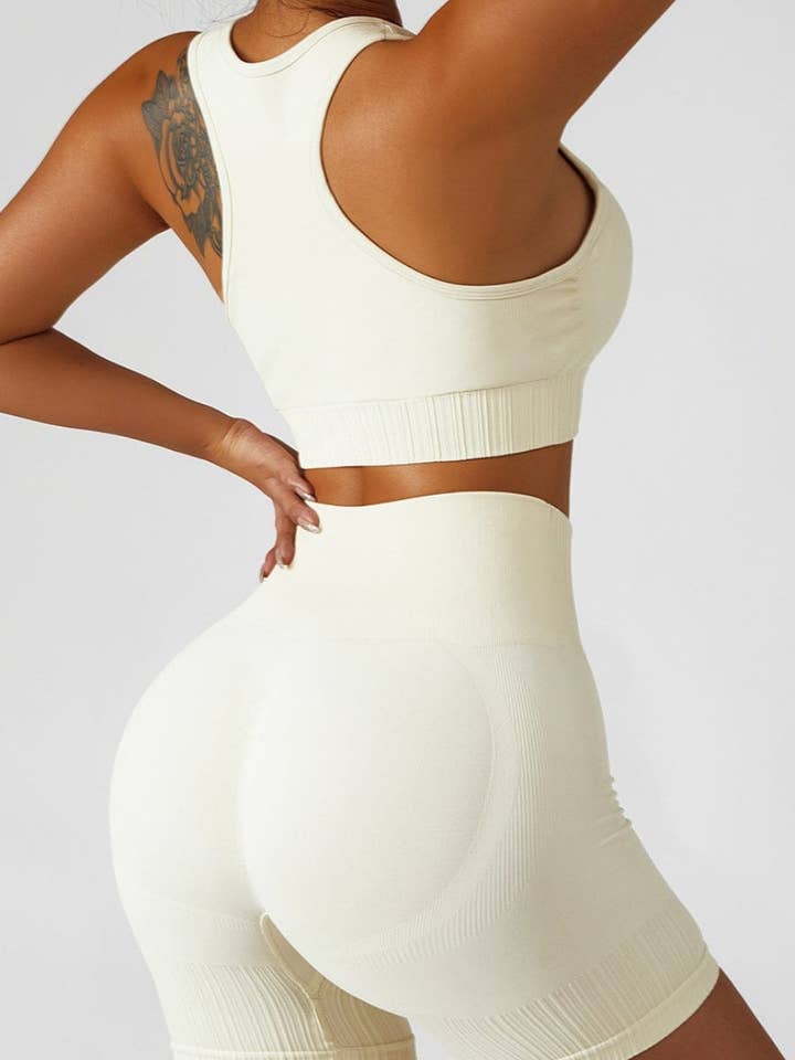 Active by Anna-Kaci – wholesale Activewear set – Women′s – Racerback Sports Bra & Sculpting High Waist Shorts Set12